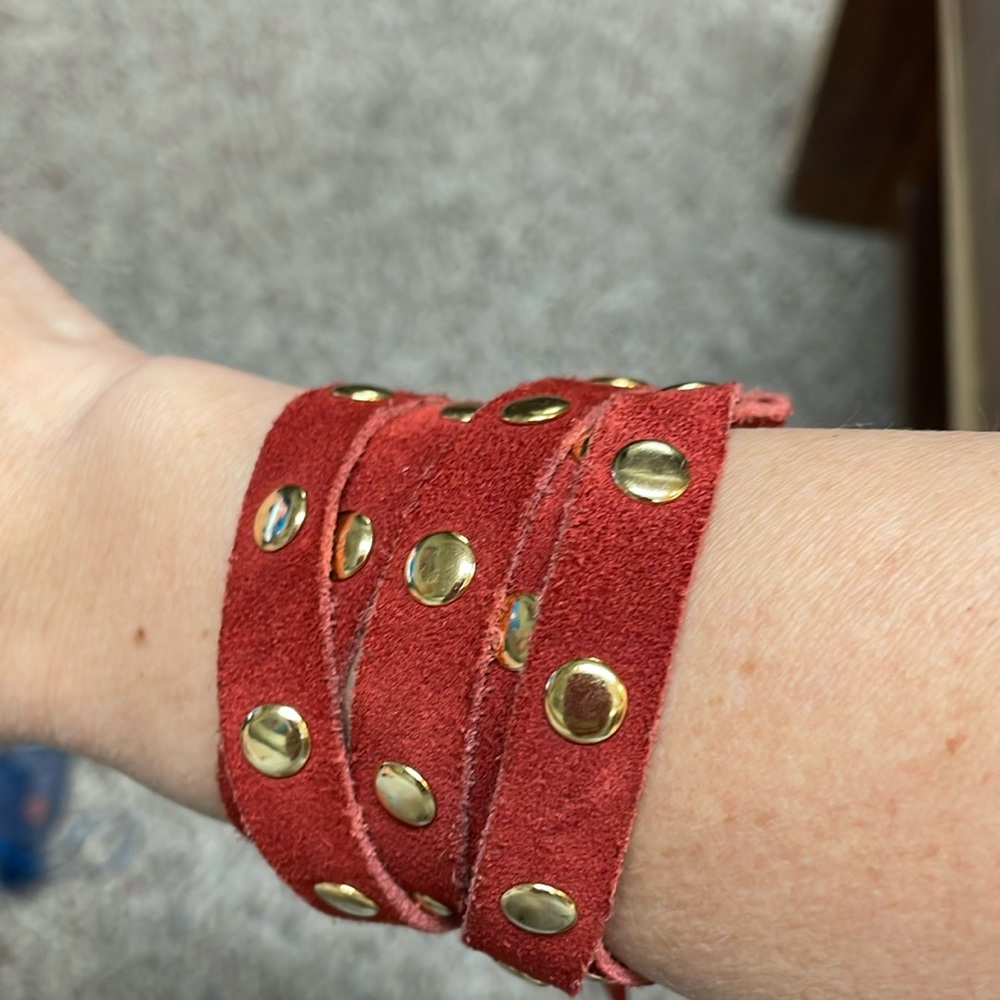 Leather studded wrap bracelet